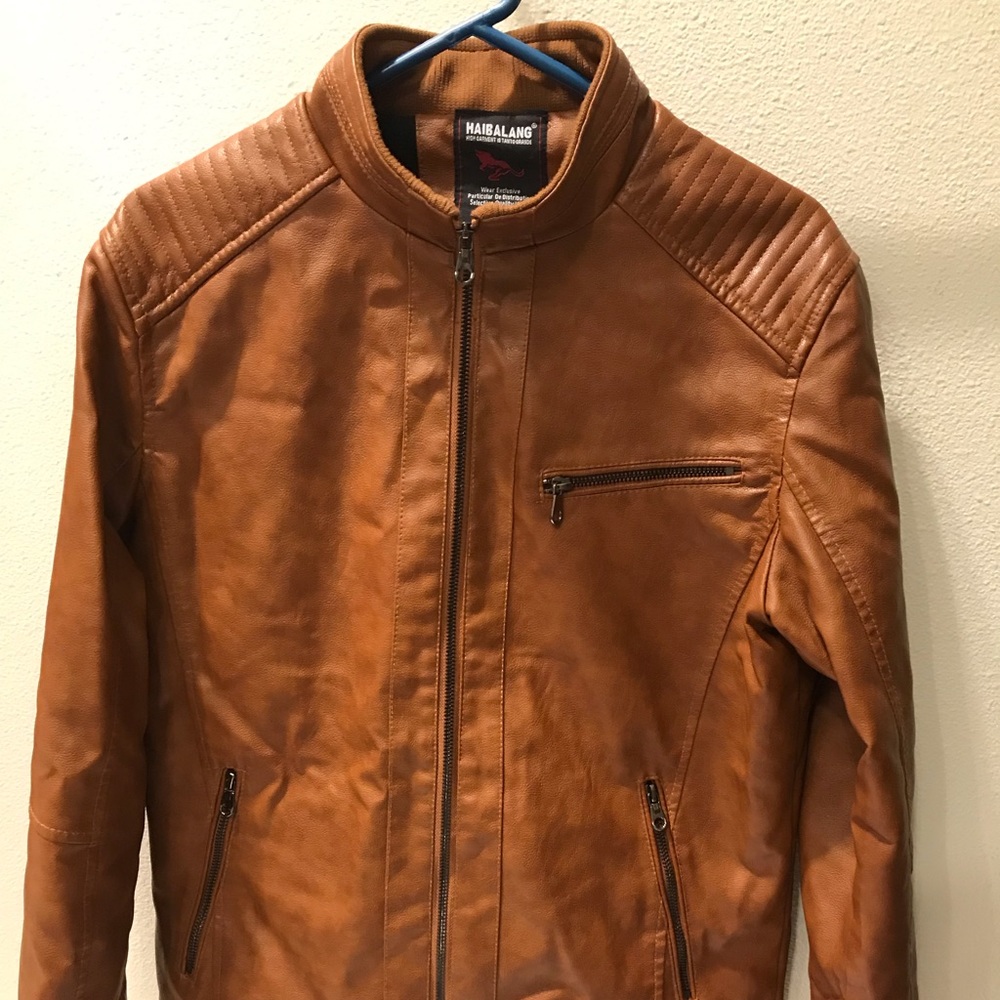 Faux leather jacket (cognac/tan)